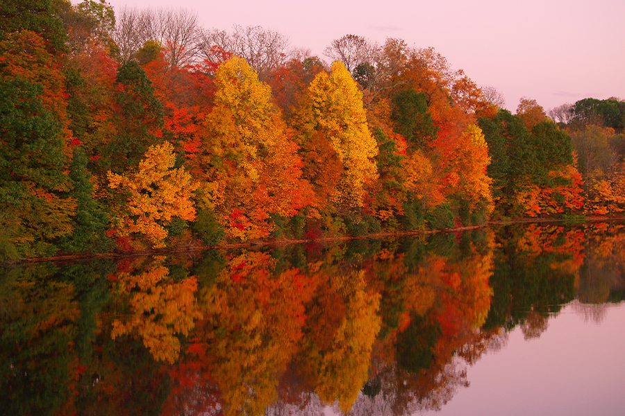 Pennsylvania - Mirrored Autumn Twilight at Lake in Pennsylvania