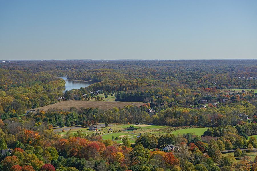 Pennsylvania - View of the Delaware River and Pennsylvania Countryside from Bowman's Hill Tower in Washington Crossing Historic Park